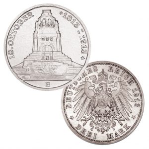 Königreich Sachsen 3 Mark 1913 Jahrhundertfeier der Völkerschlacht, 900er Silber, 16,667g, Ø 33mm, Jaeger-Nummer 140