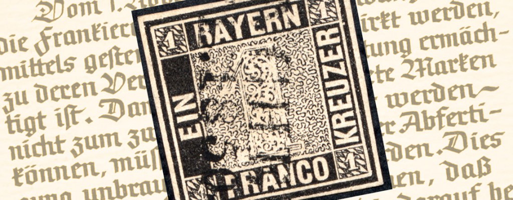 Die Erste Deutsche Briefmarke überhaupt: „Schwarzer Einser“ Bayern 1849 ...