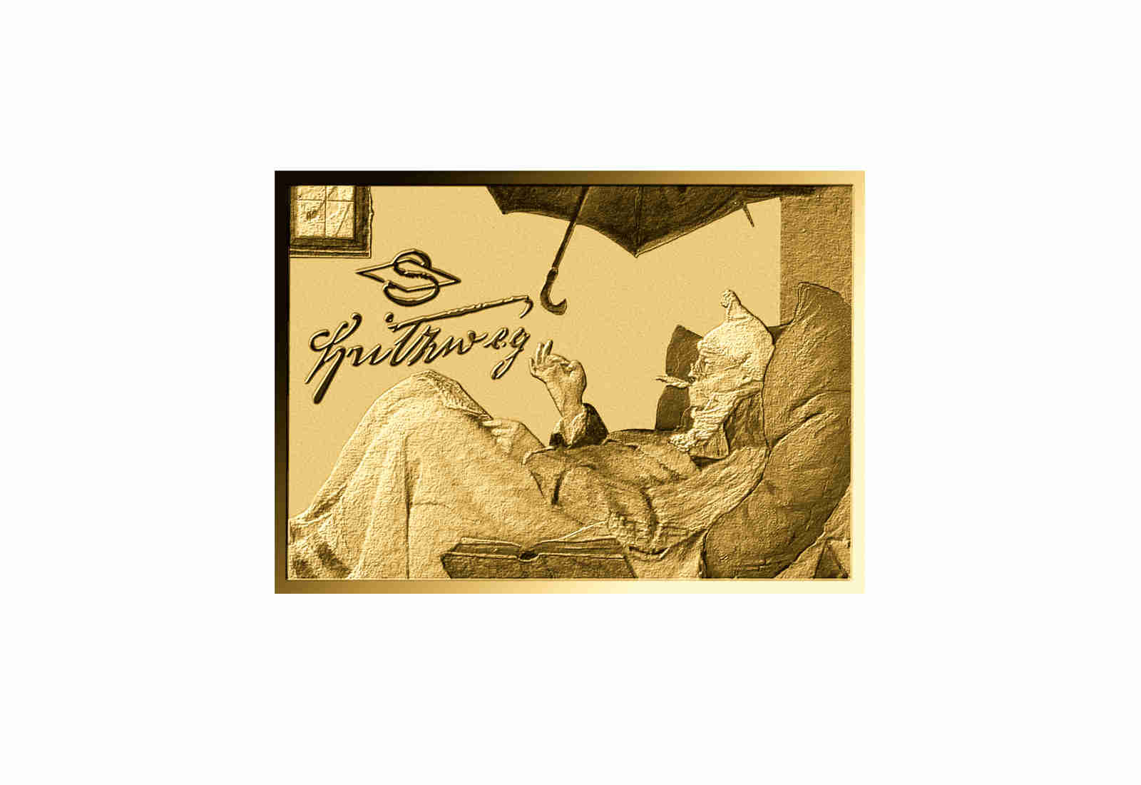 Goldmünze Motiv "Der arme Poet" Coincard 999/1000 Gold Geschenk