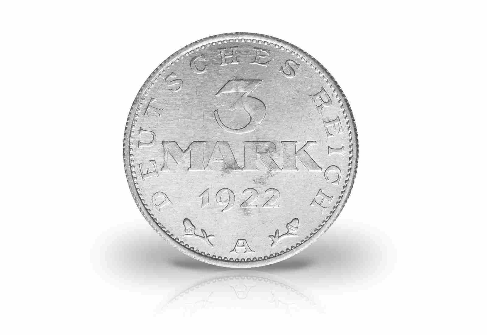 Weimarer Republik 1922 3 Mark Prägestätte E (Muldenhütten)