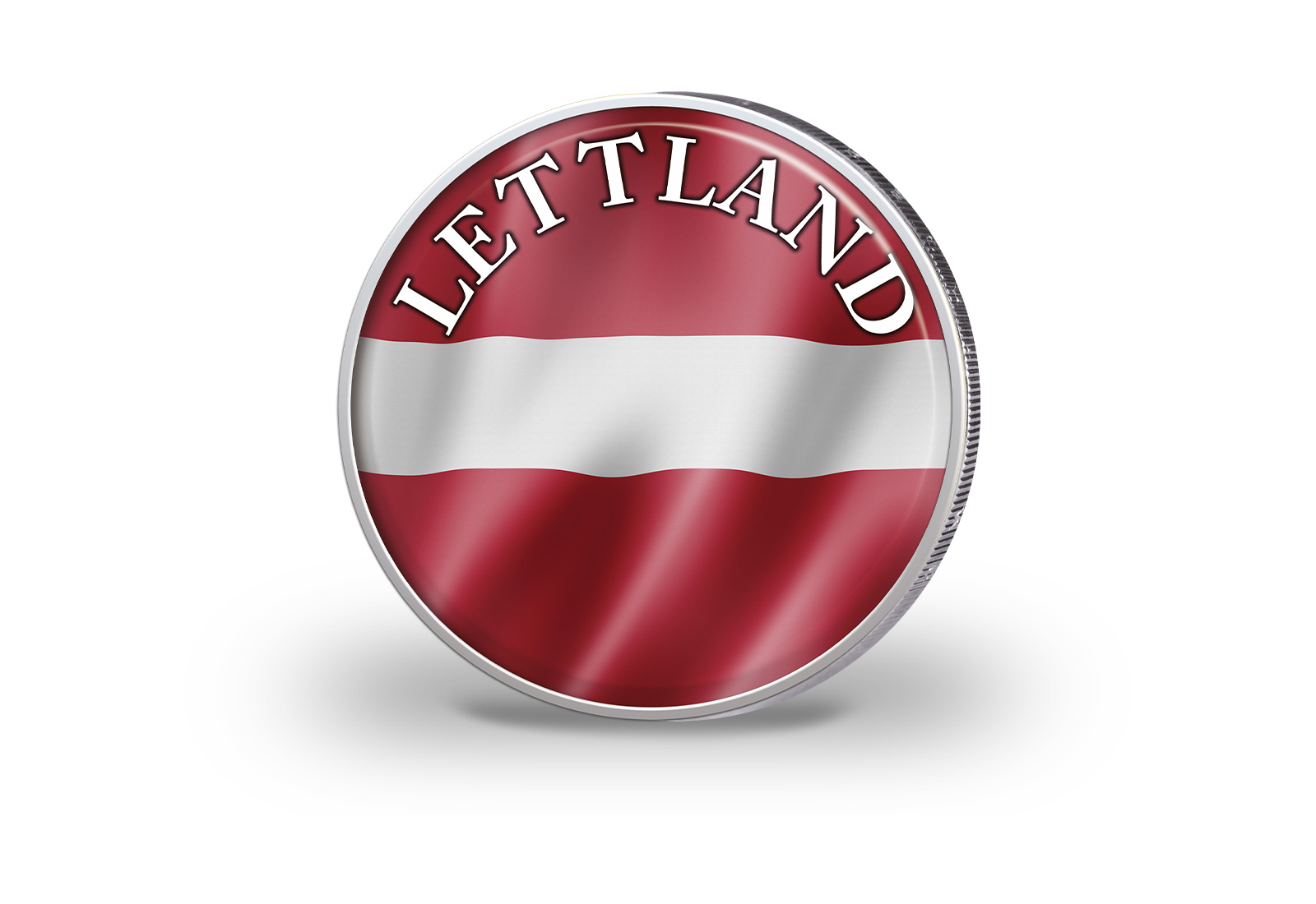 2 Euro vergoldet Lettland Flagge mit Farbmotiv