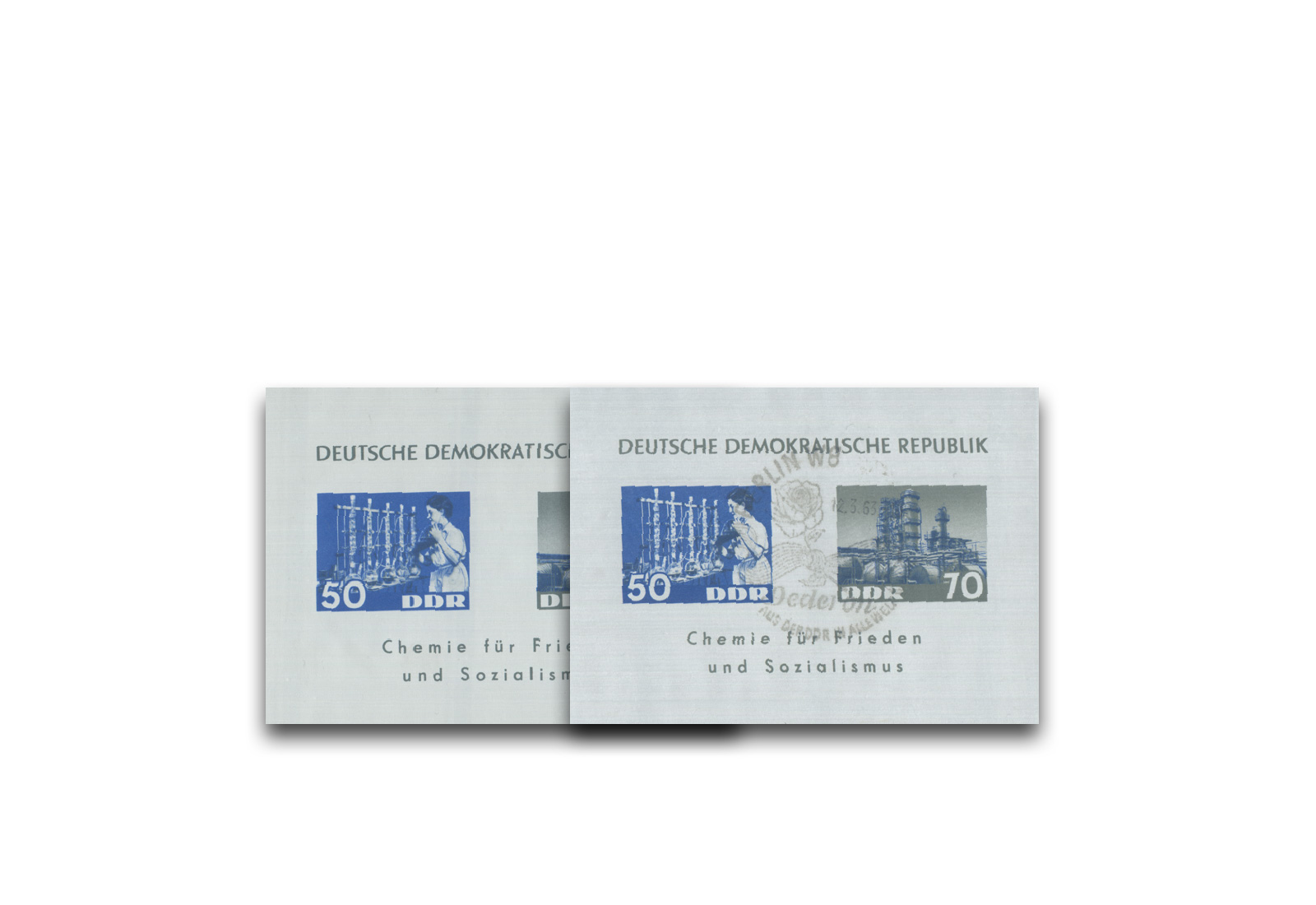 Sonderblock DDR 1963 Chemische Industrie Block 18 postfrisch und gestempelt im Set