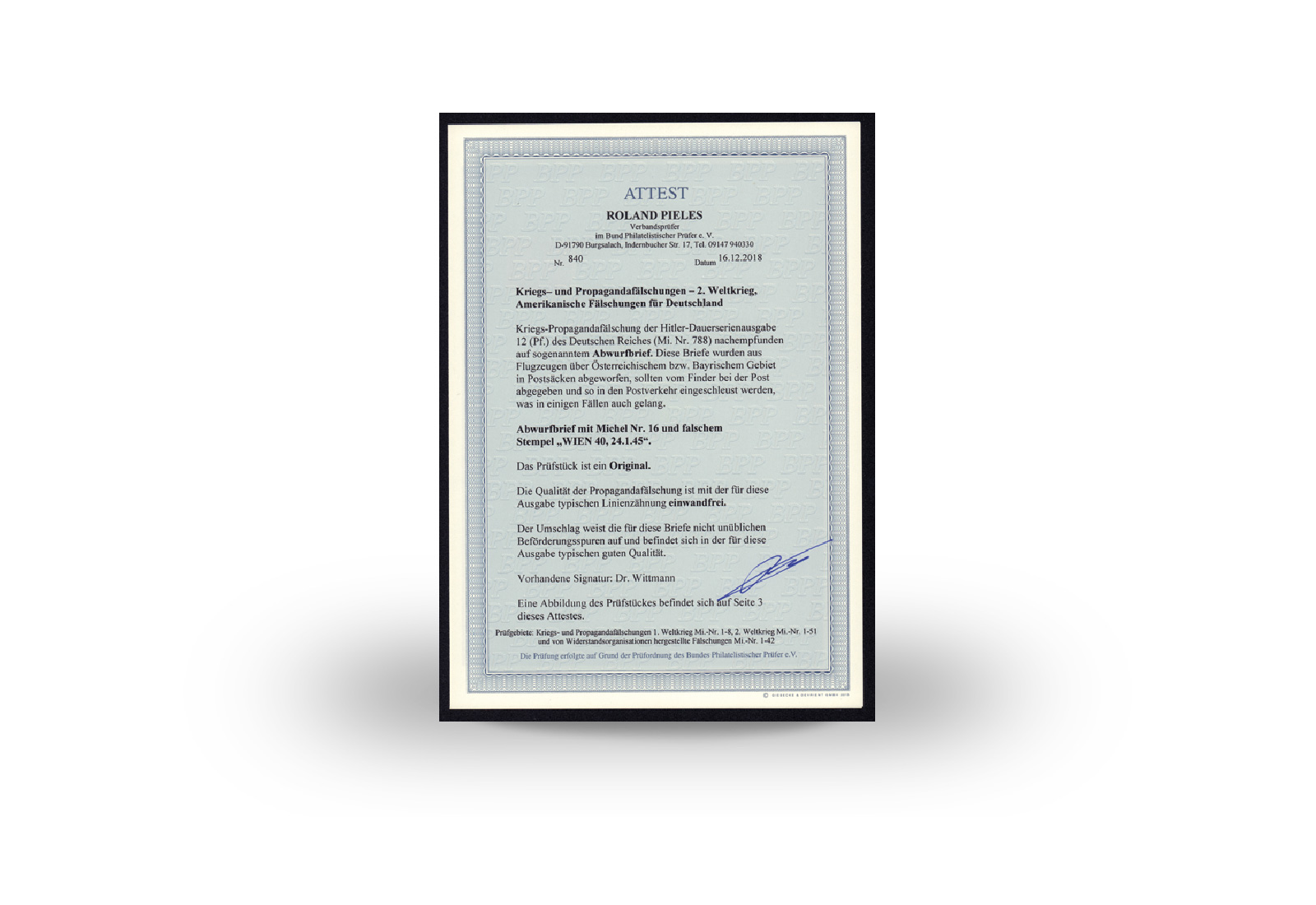 Briefmarke Deutsches Reich 1944/45 Michel-Nr. 16 gestempelt Fotoattest