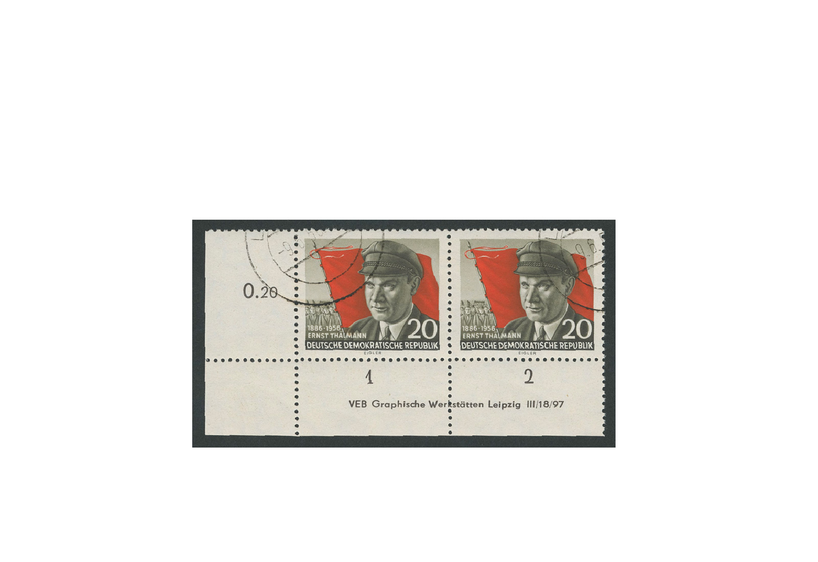 Briefmarke DDR Thälimann 1956 Michel-Nr. 520 A XII DV gestempelt