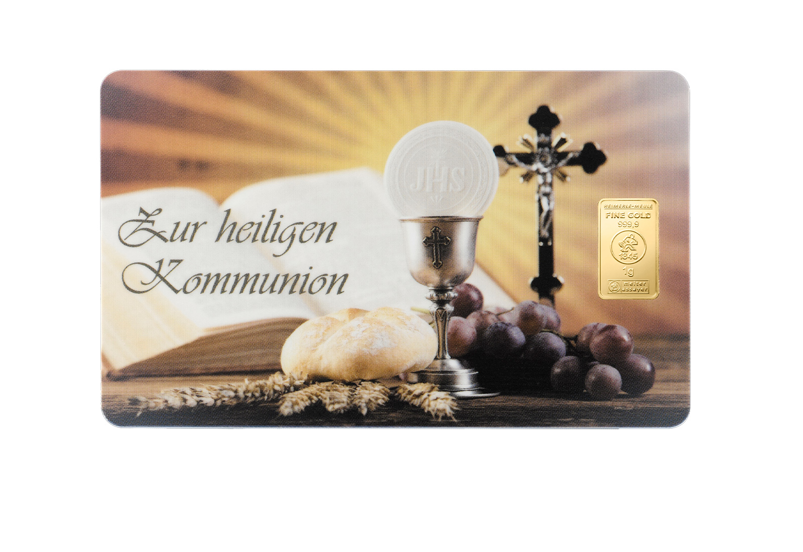Goldbarren 1g Motiv Zur heiligen Kommunion Geschenk aus 999,9/1000 Gold