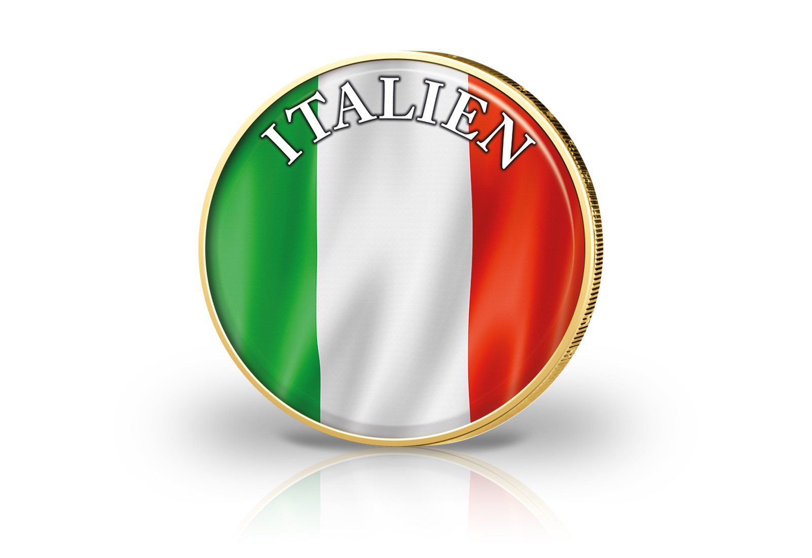 2 Euro vergoldet Italien Flagge mit Farbapplikation