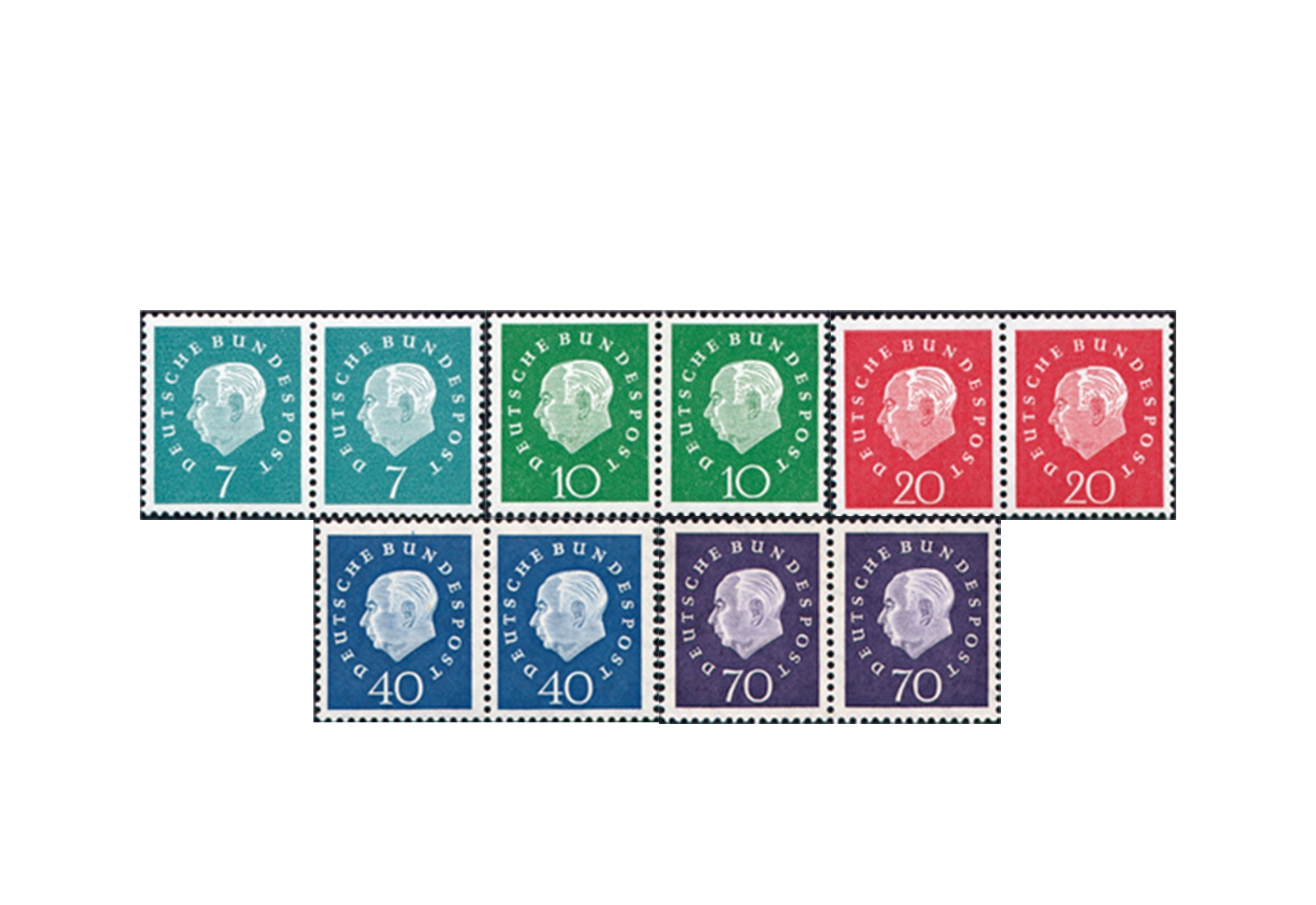 BRD Mi.Nr. 302/306 postfrisch Heuss III waag. PA 5 Werte