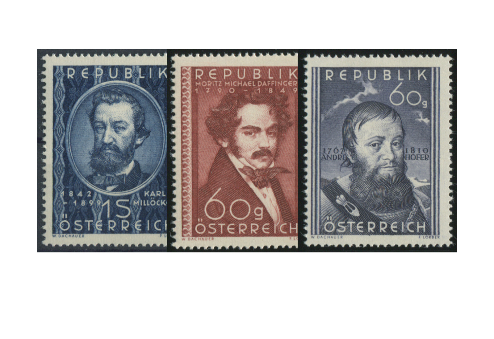 Österreich 1949/50 Persönlichkeiten Set Michel-Nr. 947-949 postfrisch
