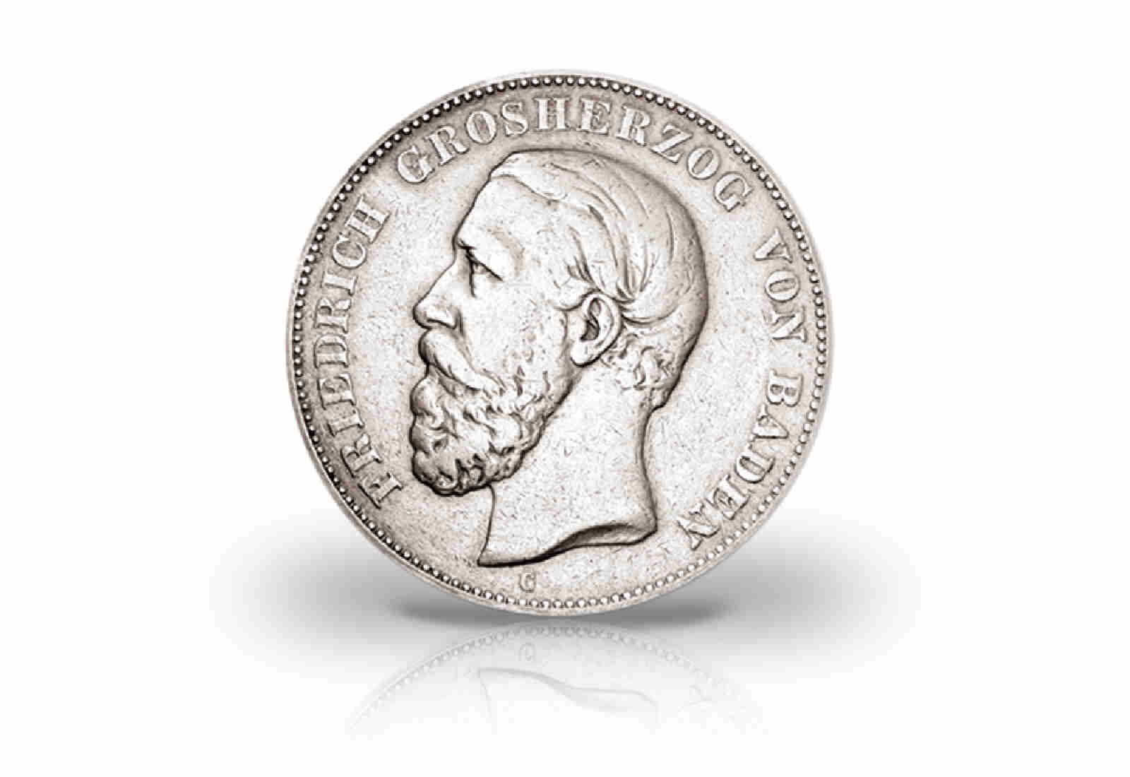 2 Mark 1876-1888 Deutsches Kaiserreich Baden Friedrich I. Jaeger-Nr. 26