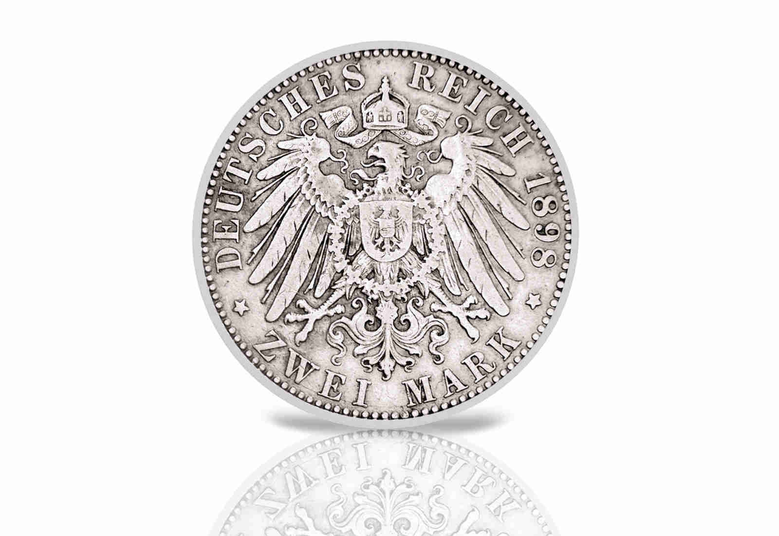 2 Mark 1898/1904 Deutsches Kaiserreich Schaumburg-Lippe Fürst Georg Jaeger-Nr. 164