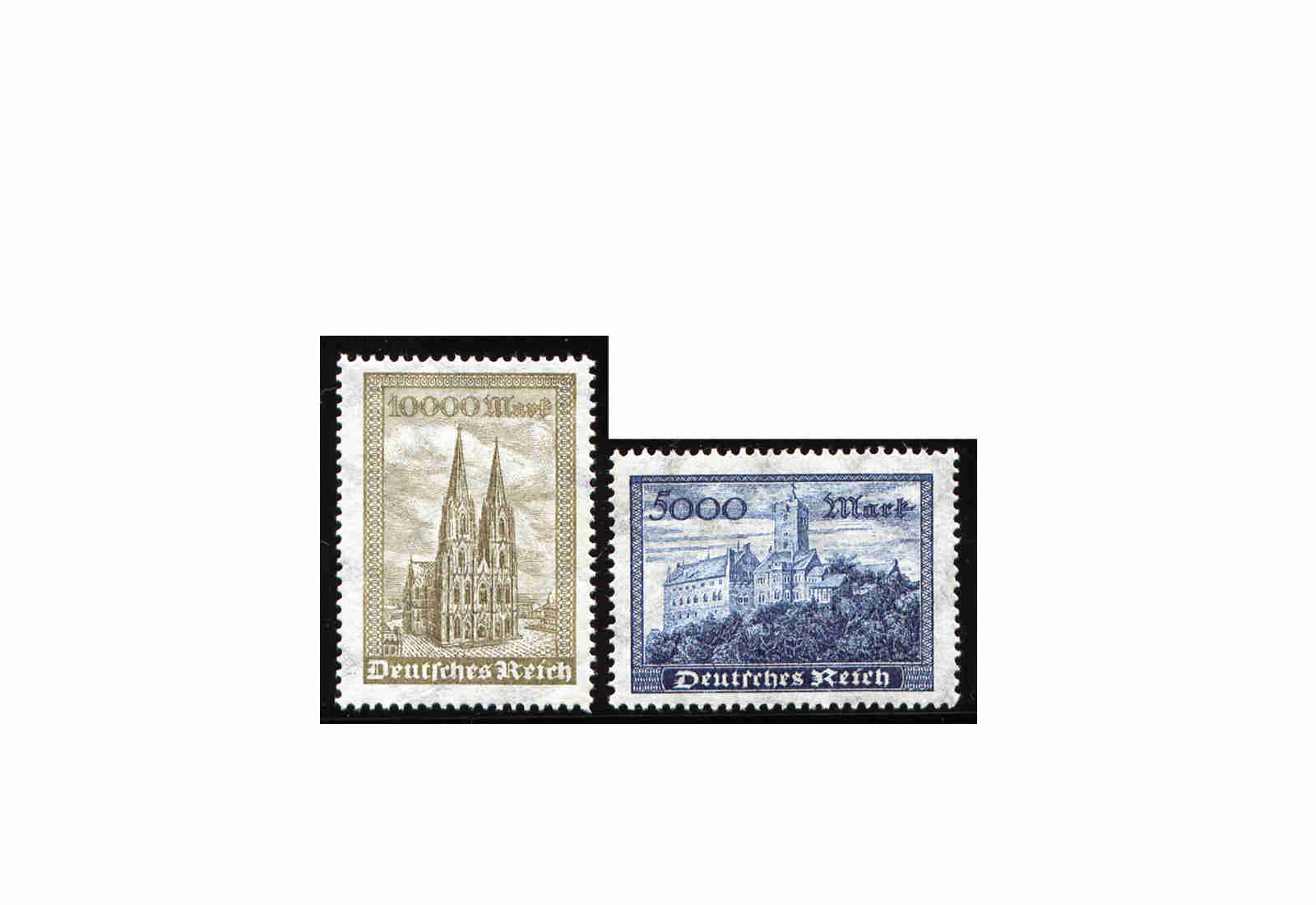 Briefmarken Deutsches Reich Freimarken Wartburg und Kölner Dom 1923 Michel-Nr. 261/2 postfrisch