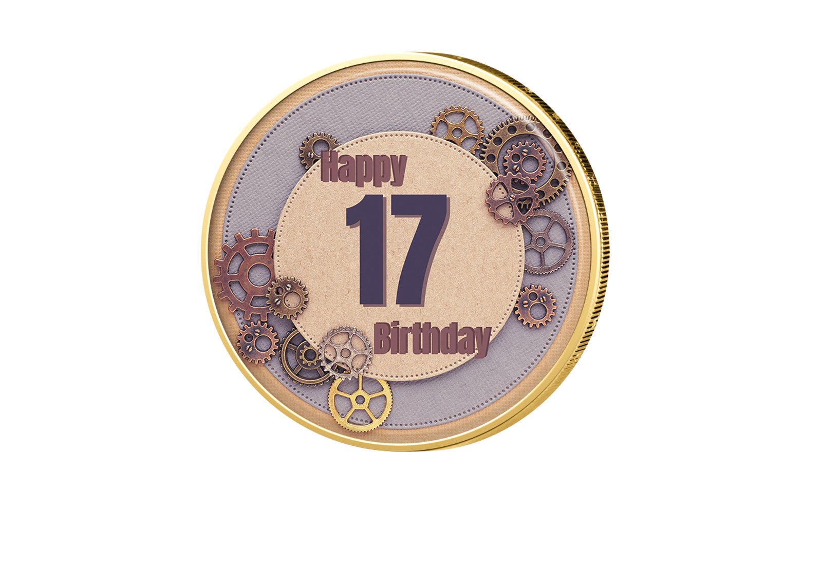 2 Euro vergoldet 17. Geburtstag mit Farbmotiv