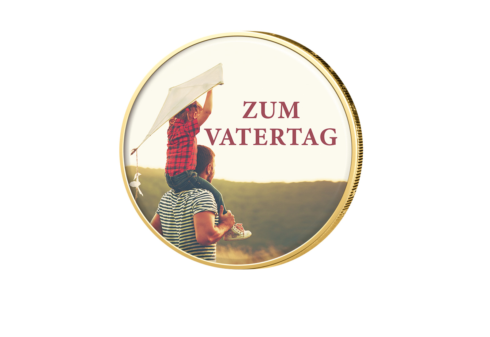 2 Euro vergoldet mit Farbmotiv Vatertag Motiv 2