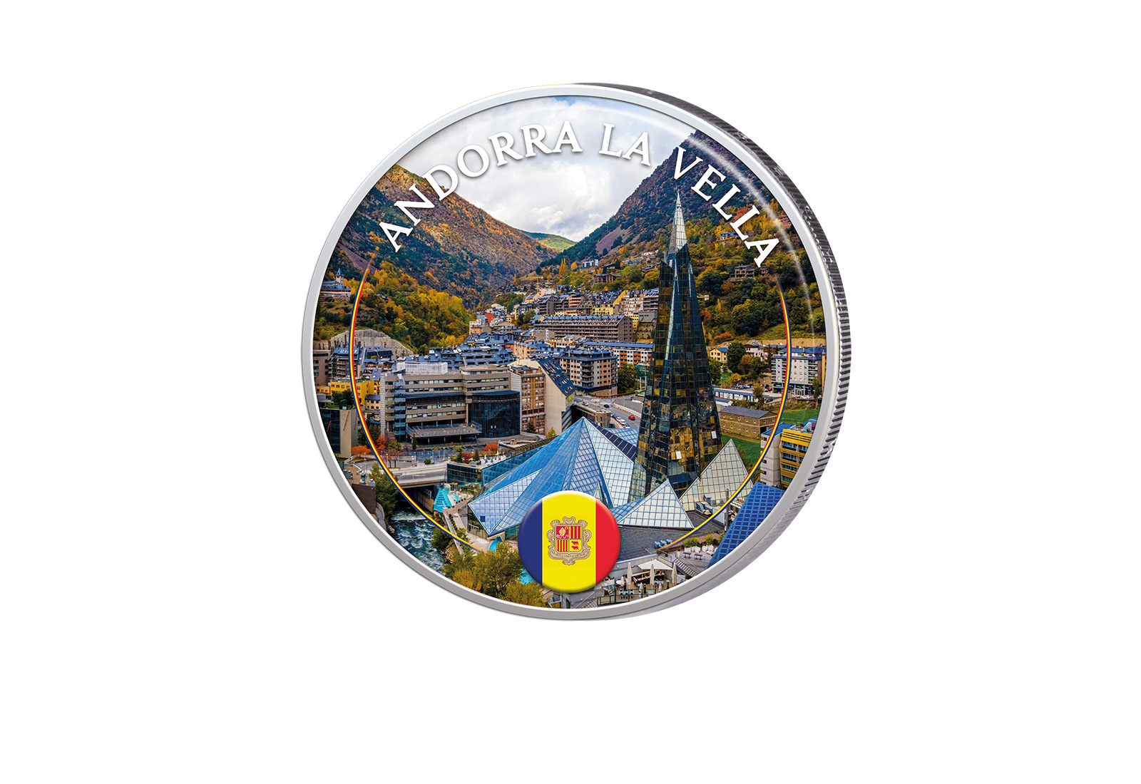 2 Euro vergoldet mit Farbmotiv Andorra la Vella - Andorra
