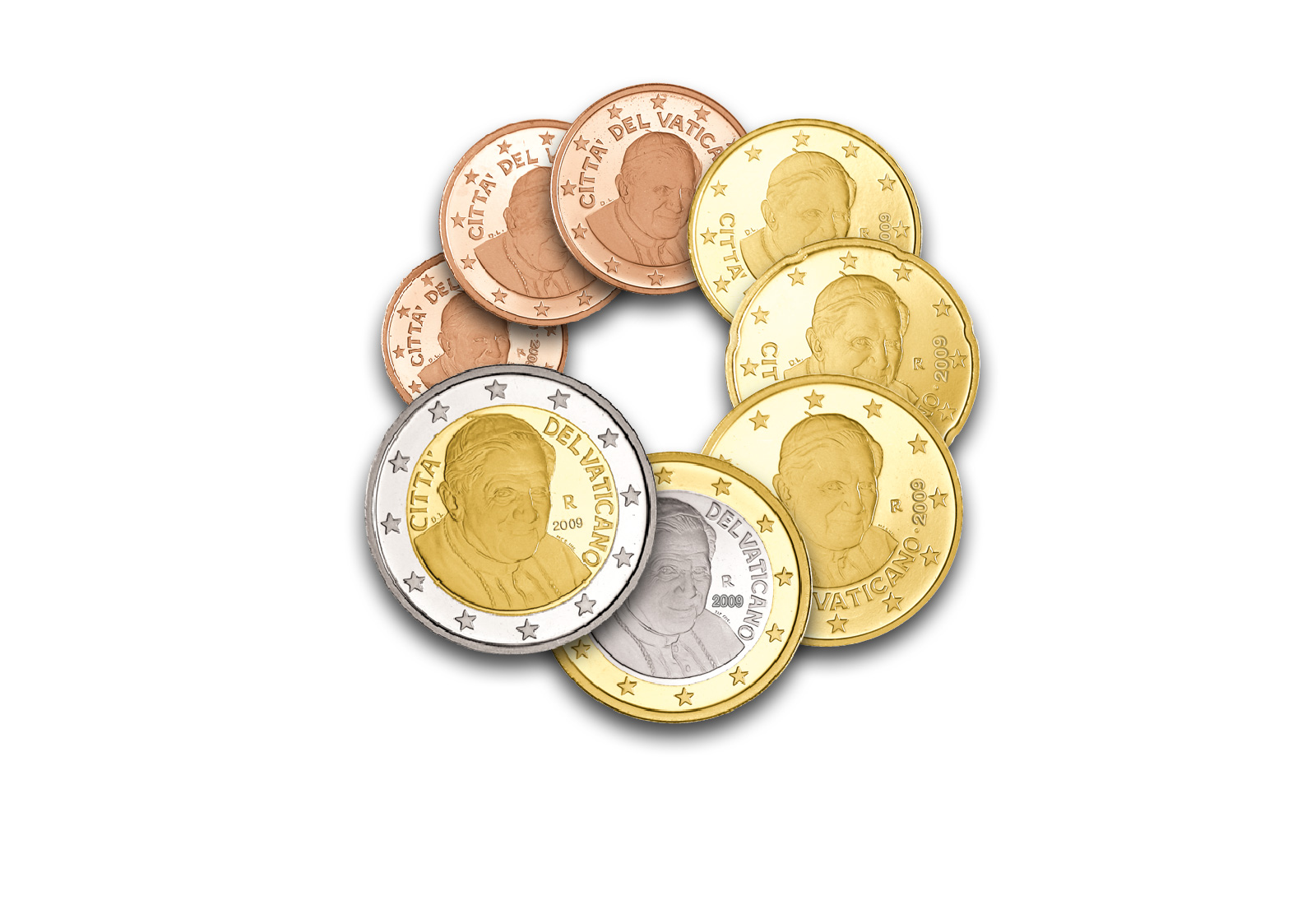 Kursmünzensatz 2009 Vatikan Benedikt XVI st
