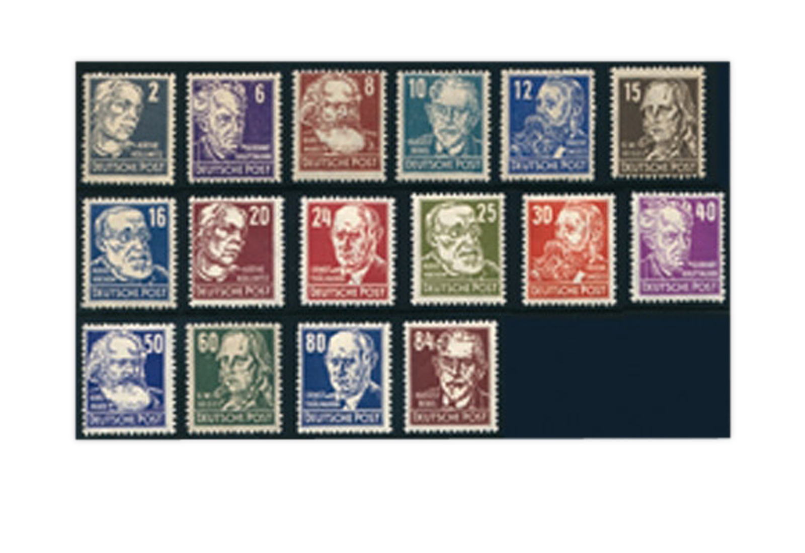 Briefmarken SBZ Berühmte Persönlichkeiten 1948 Michel-Nr. 212-27 gestempelt