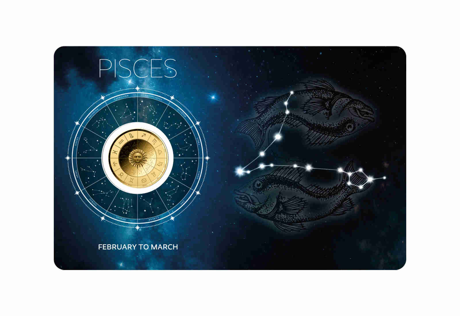 Goldmünze Sternzeichen Fische Coincard Feinheit 999/1000 Gold Geschenk