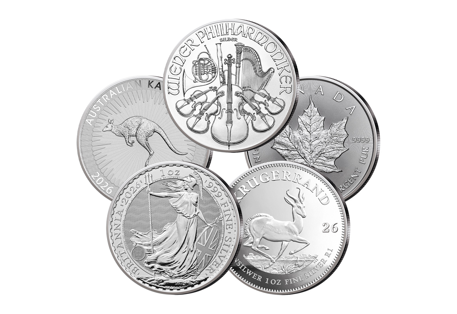 Big-Five 2026 Silberunzen im 5er Set