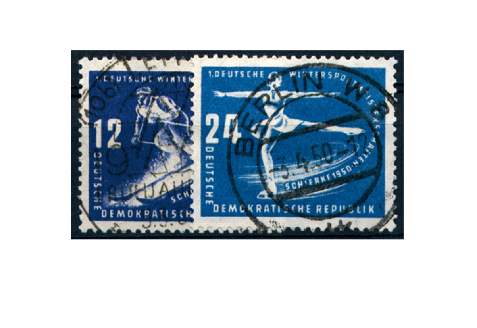 Briefmarken DDR Erste Wintersportmeisterschaften 1950 Michel-Nr. 246-247 gestempelt
