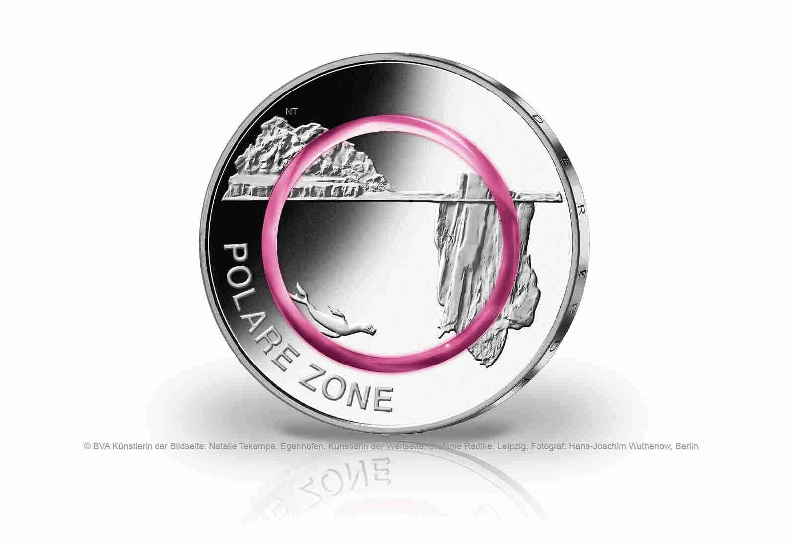 5 Euro 2021 Deutschland Polare Zone mit Polymerring st Prägestätte unserer Wahl