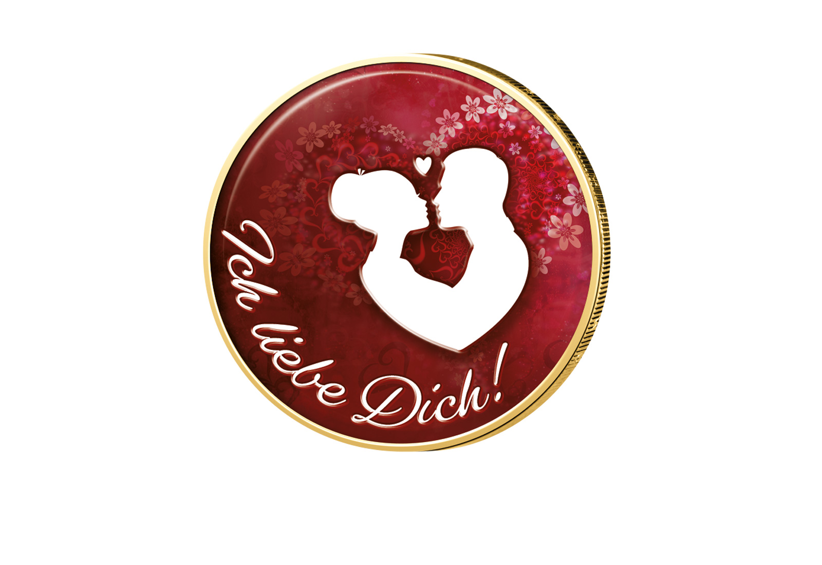 2 Euro mit Farbmotiv Ich liebe Dich Valentinstag