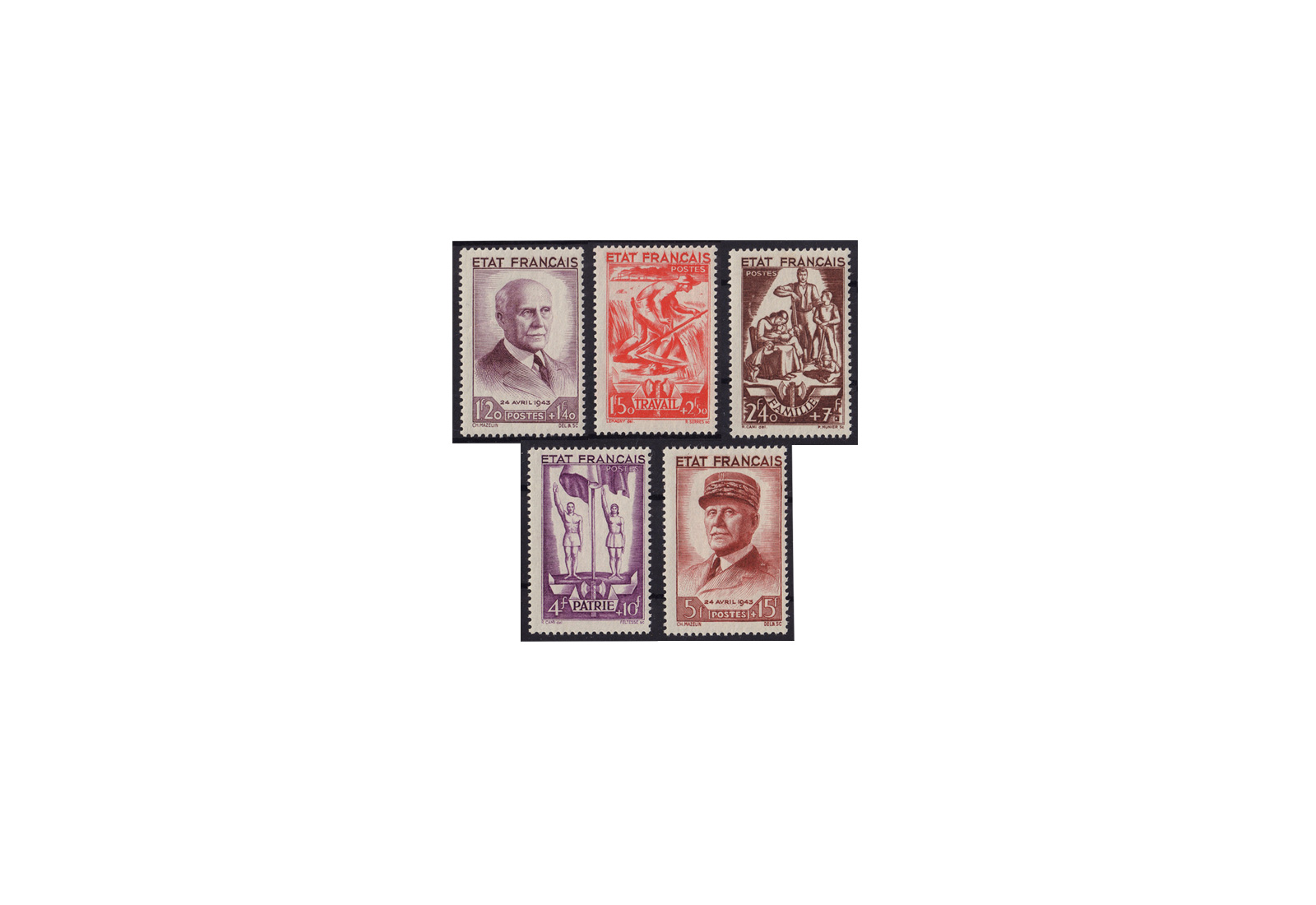 Briefmarken Frankreich Republik 1870 bis heute Michel-Nr. 589 bis 593 postfrisch