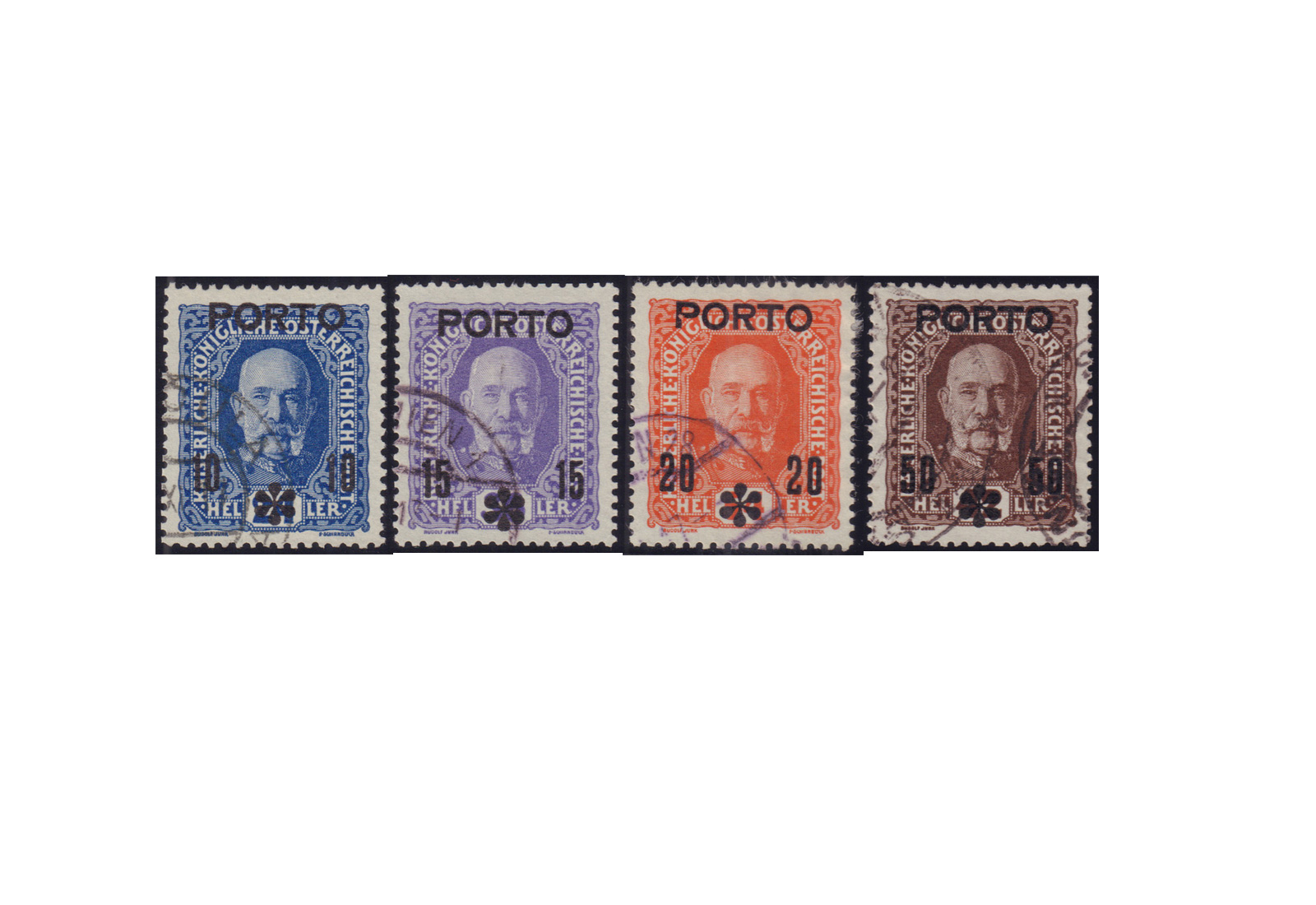 Österreich Kaiser Franz Joseph 1917 Portomarken Michel Nr. 60 bis 63 gestempelt