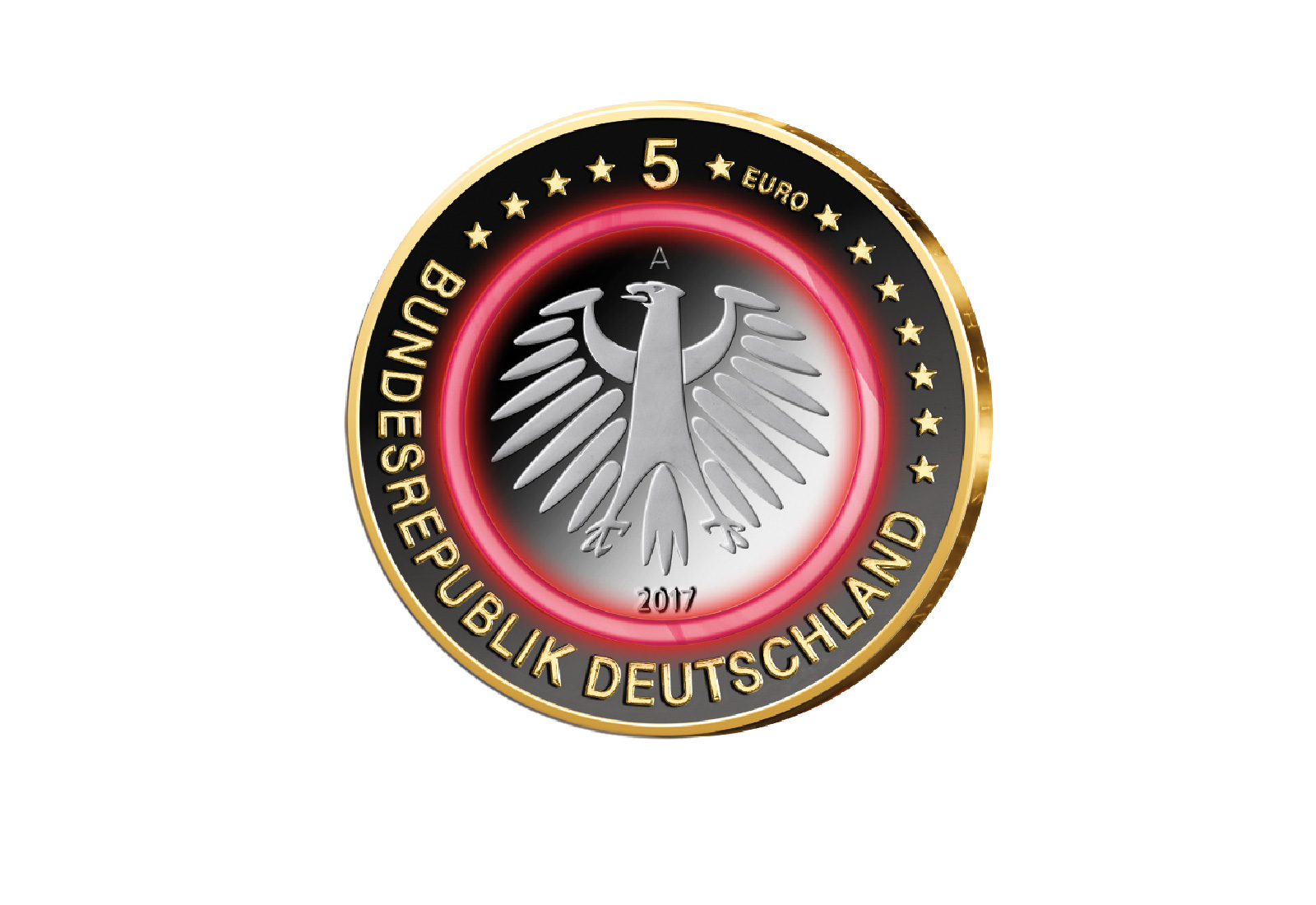 5 Euro 2017 Deutschland Tropische Zone mit Rhodium und 24 Karat Goldauflage Prägestätte A