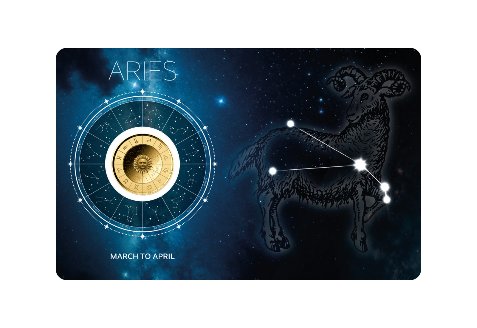 Goldmünze Sternzeichen Widder Coincard Feinheit 999/1000 Gold Geschenk