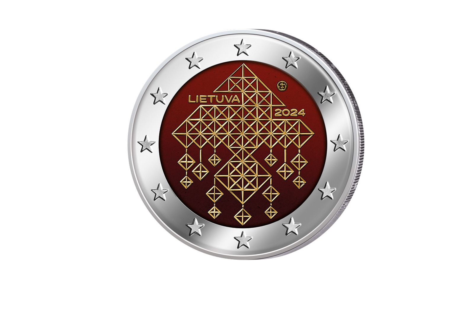 2 Euro 2024 Litauen Strohgärten in Litauen mit Farbmotiv