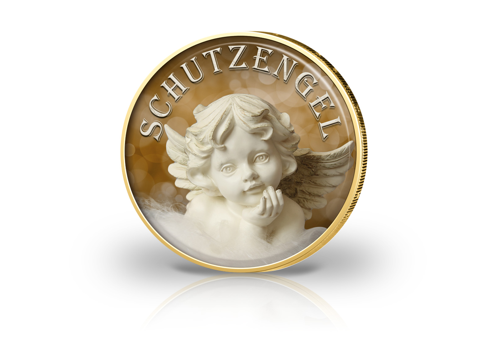 2 Euro mit Farbapplikation Schutzengel Motiv 2 vergoldet