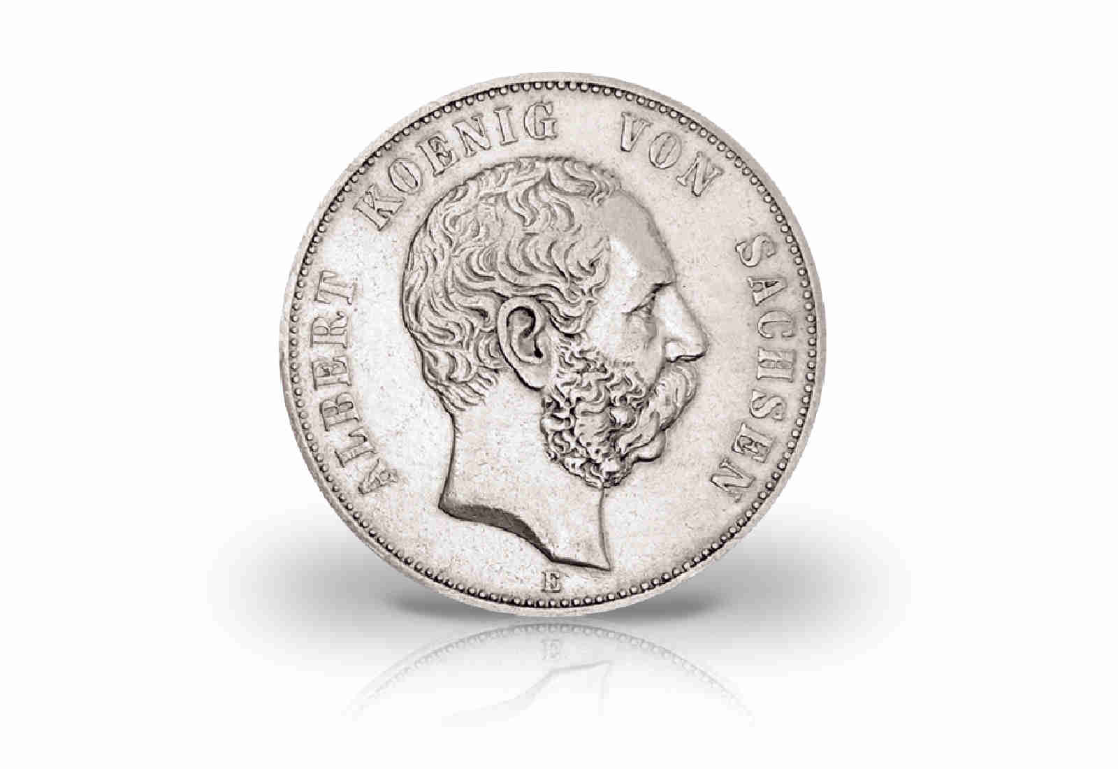 5 Mark 1875-1889 Deutsches Kaiserreich Sachsen König Albert Jaeger-Nr. 122