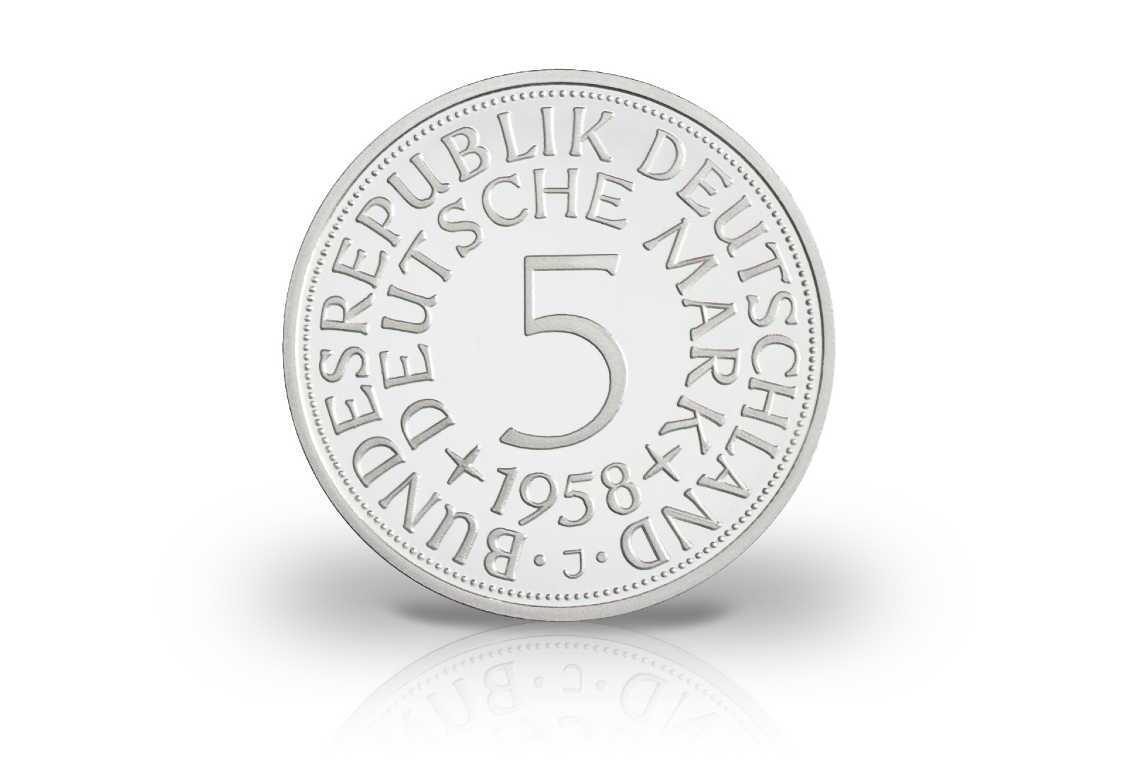5 DM 1958 J Neuprägung mit Silberauflage