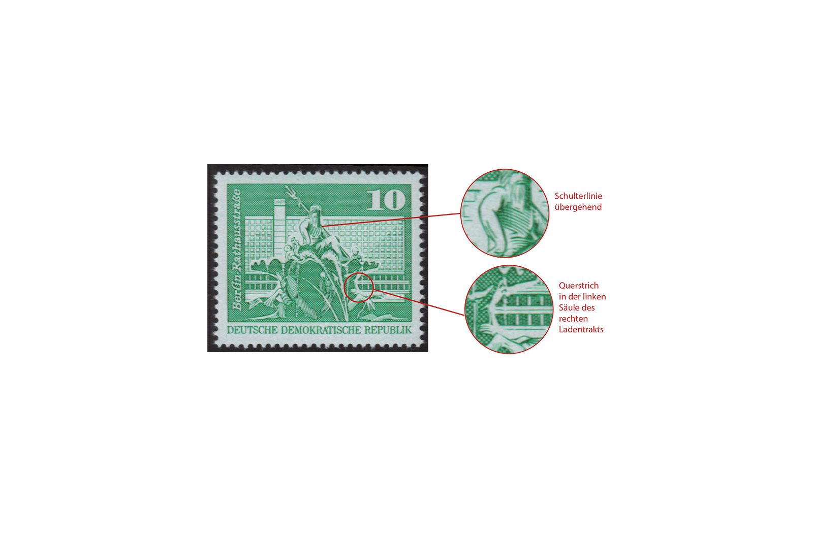 DDR Mi.Nr. 1843 II a ** Freimarke Neptunbrunnen Aufbau in der DDR; Großformat