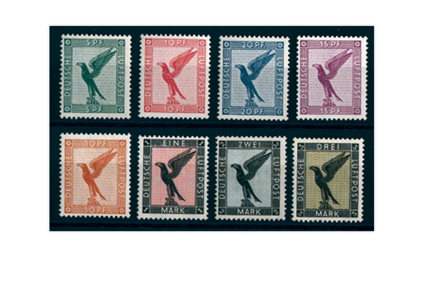 Briefmarken Deutsches Reich Flugpostausgabe Steinadler  Michel-Nr. 378/84 postfrisch