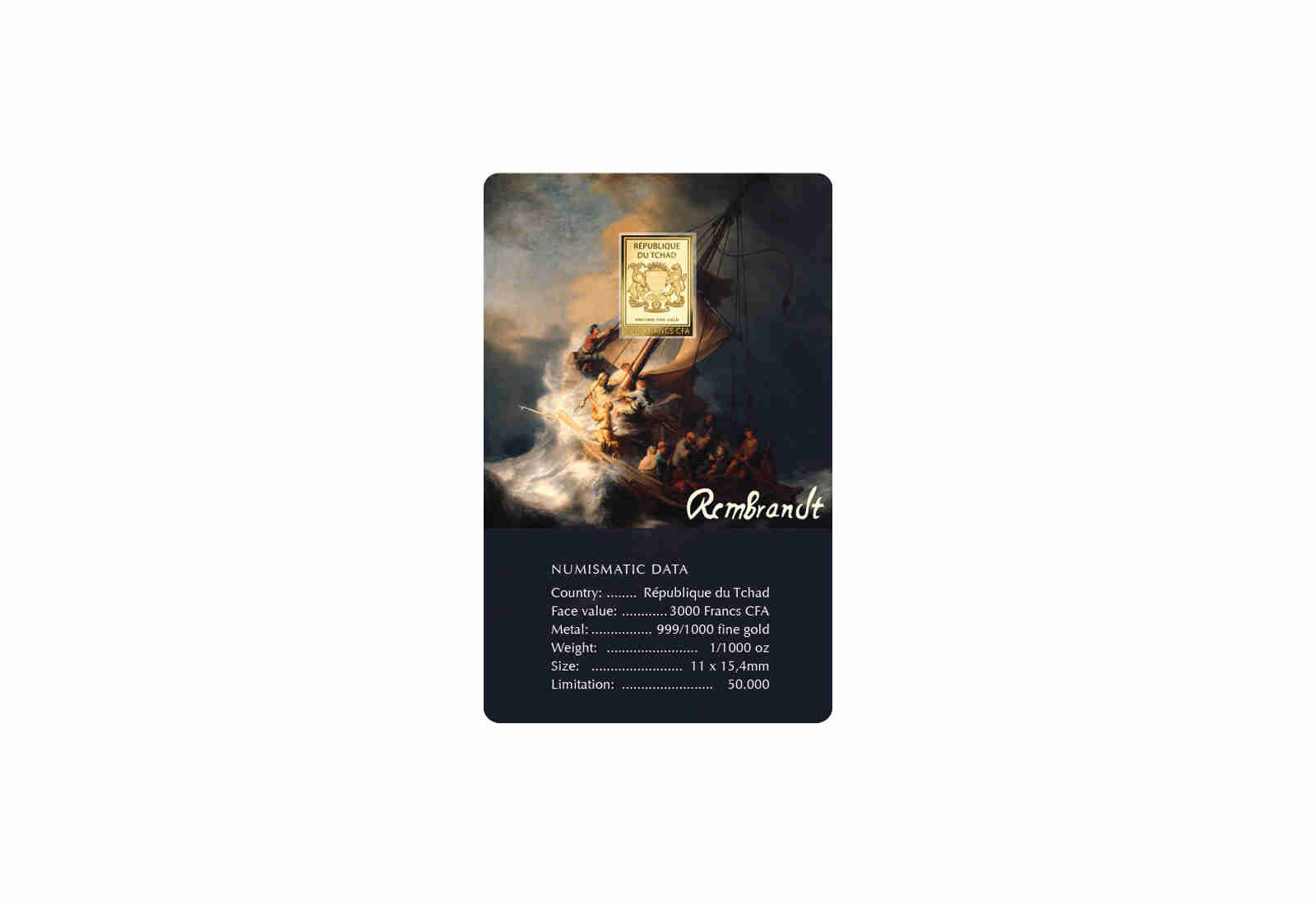 Goldmünze Motiv Christus im Sturm auf dem See Genezareth Coincard 999/1000 Gold Geschenk