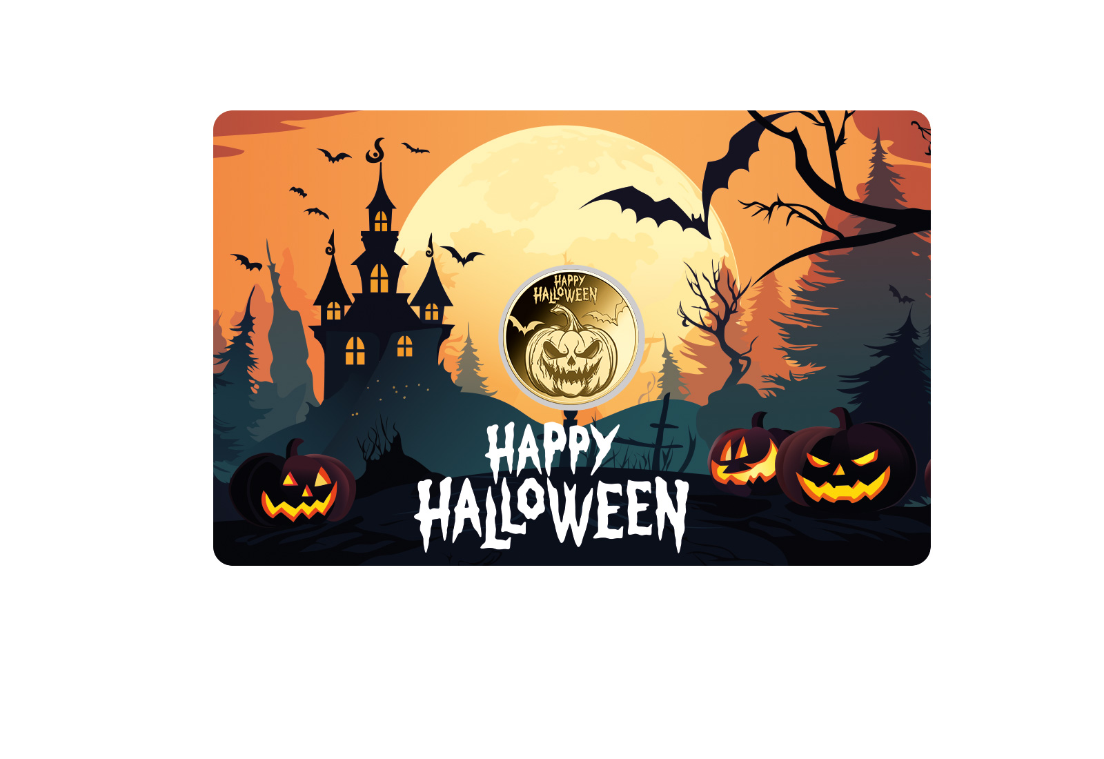 Goldmünze Motiv "Halloween-Kürbisse" Coincard Feinheit 999/1000 Gold Geschenk