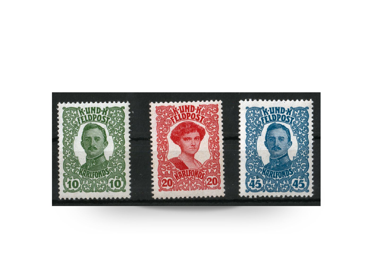 Briefmarken Österreich Ungarn Feldpost Kaiser-Karl-Woche 1918 Michel-Nr. 73/75 Falz