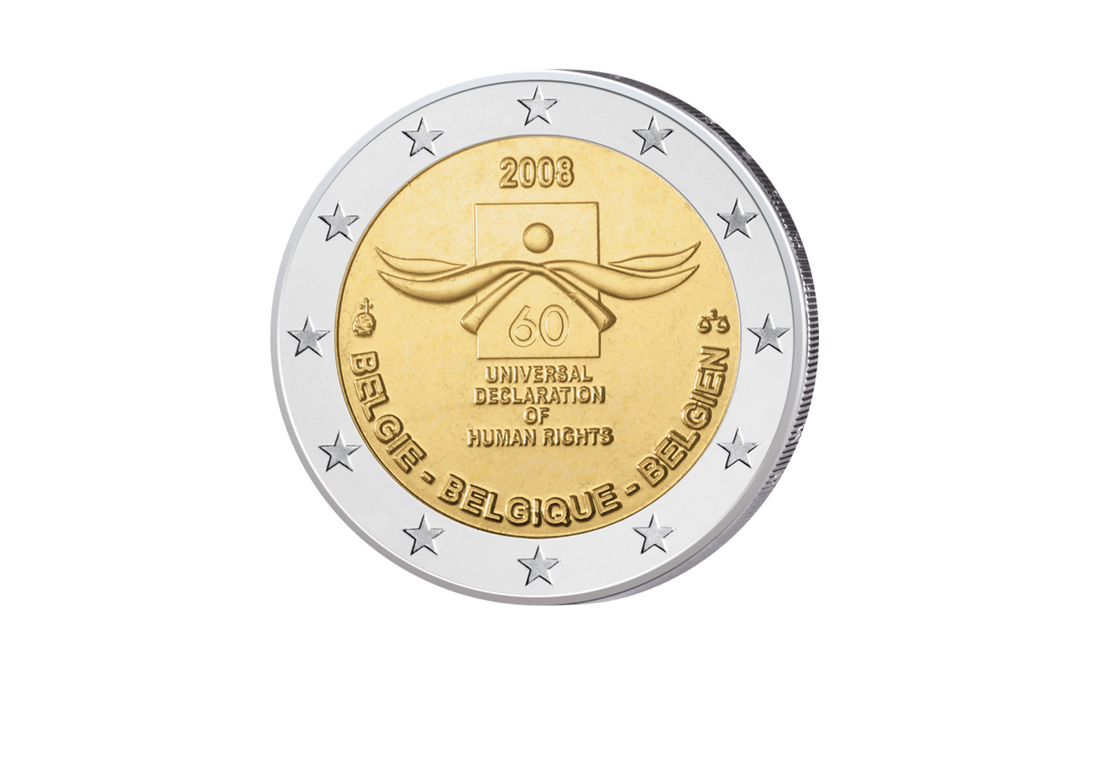 2 Euro 2008 Belgien 60 Jahre Menschenrechte bfr.
