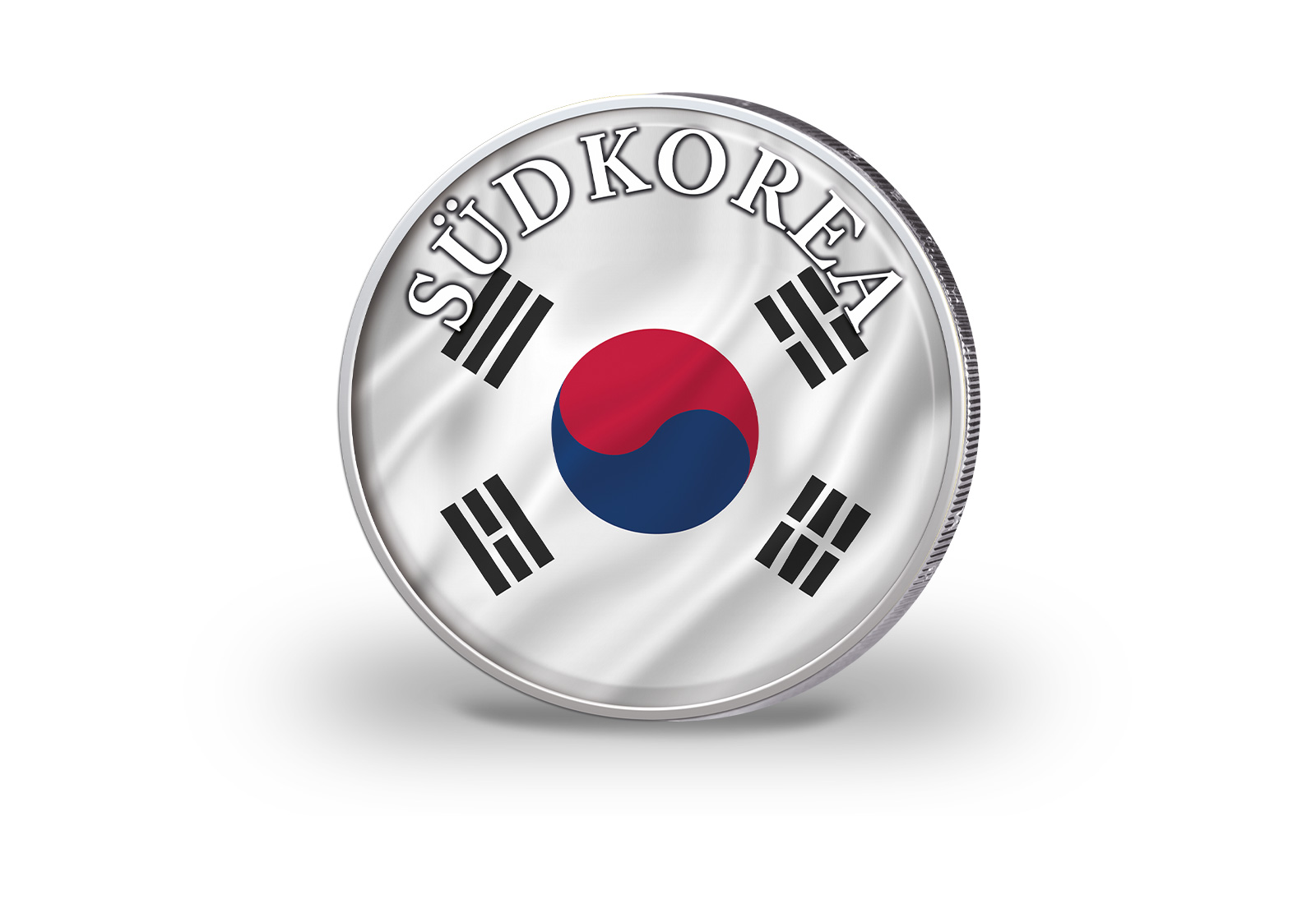 2 Euro vergoldet Südkorea Flagge mit Farbmotiv