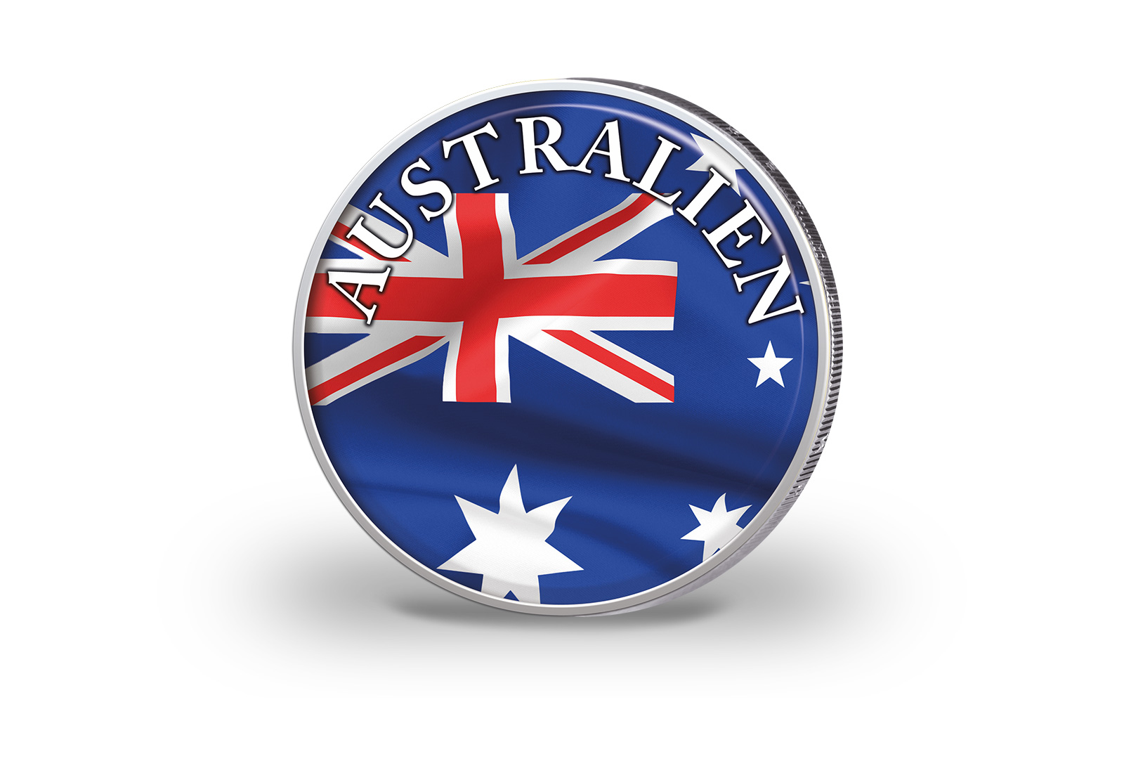 2 Euro vergoldet Australien Flagge mit Farbapplikation