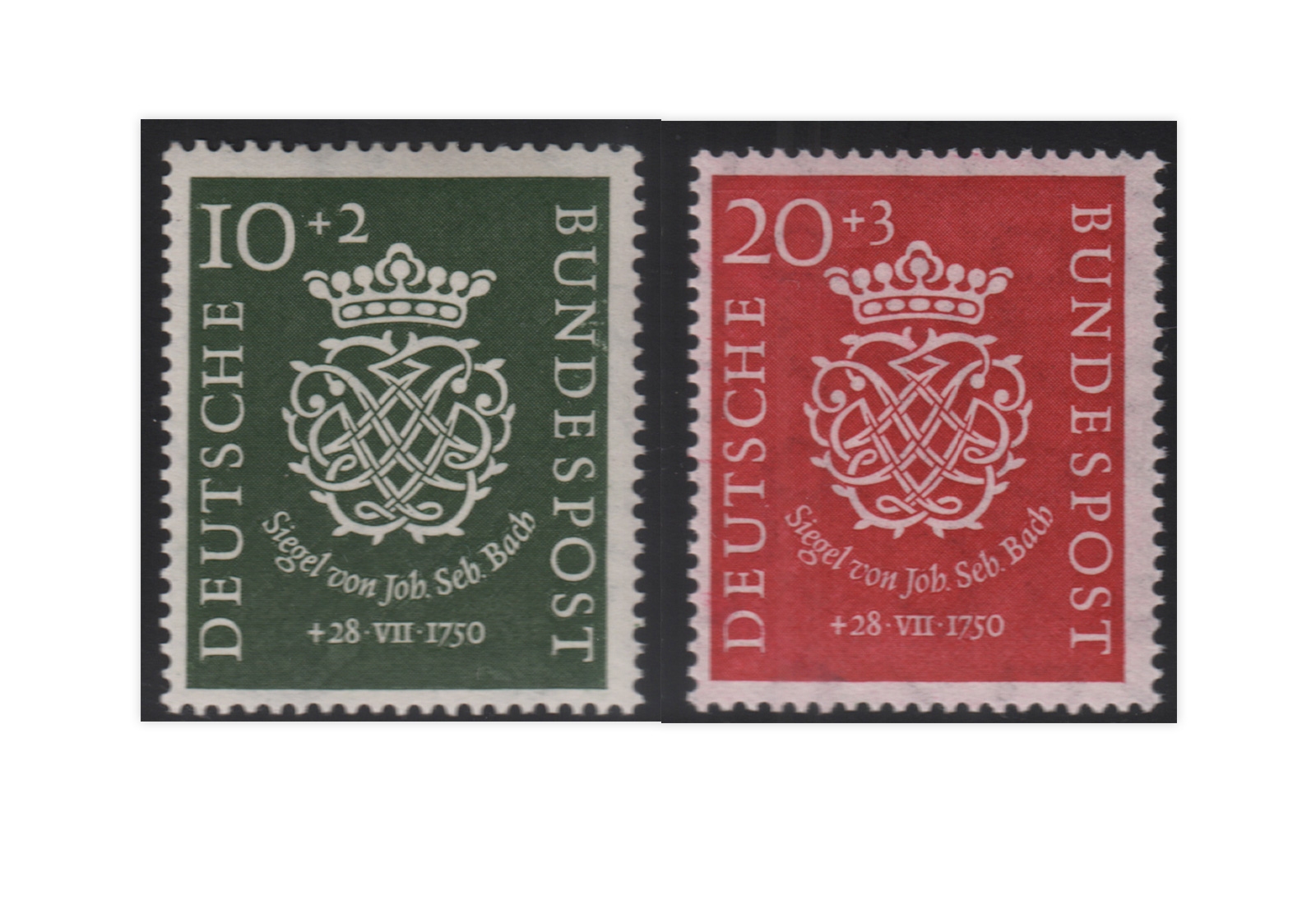 Briefmarken BRD Bachsiegel 1950 Michel-Nr. 121-122 postfrisch