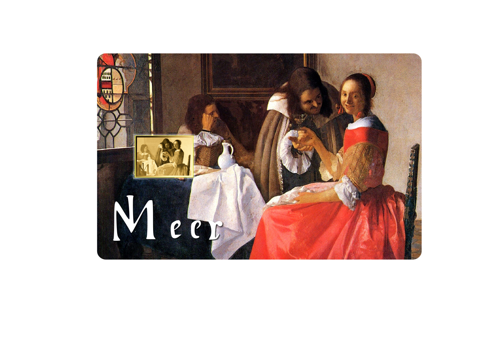 Goldmünze Motiv "Das Mädchen mit dem Weinglas - Vermeer" Coincard 999/1000 Gold Geschenk
