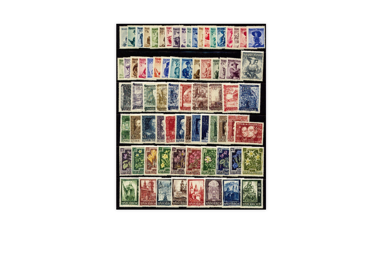 Österreich Mi.Nr. 854/928 Jahrgang 1948 postfrisch 75 Briefmarken