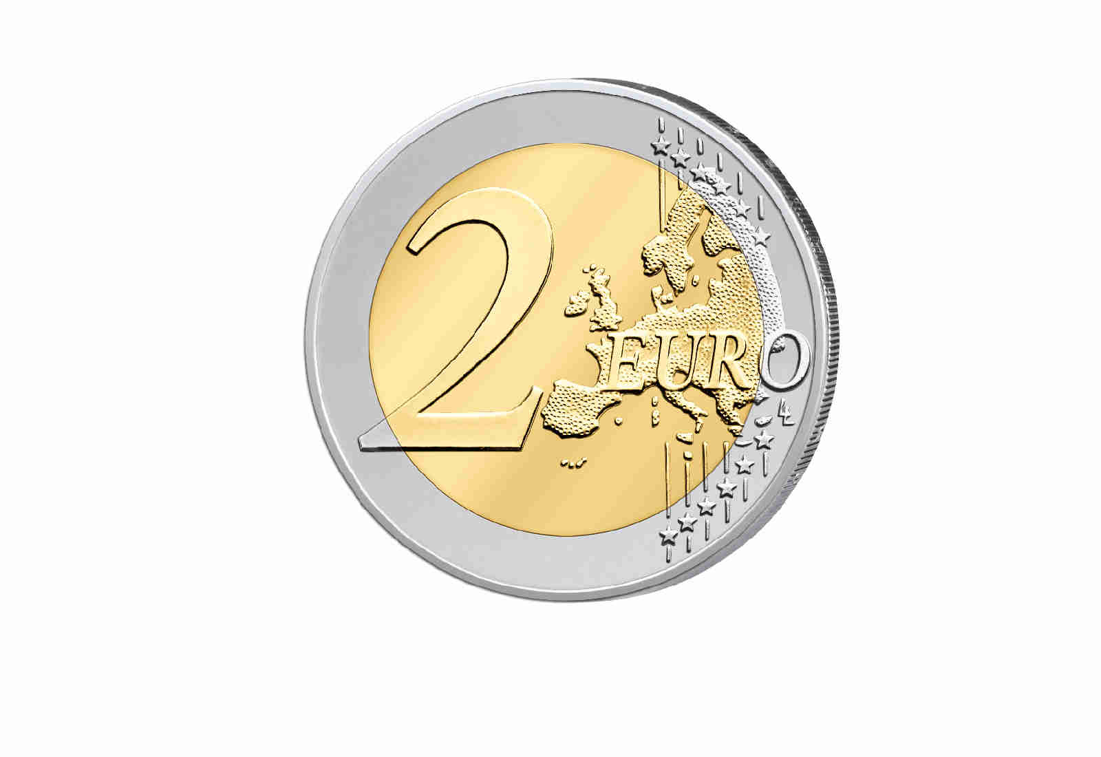 2 Euro mit Farbapplikation I Love You