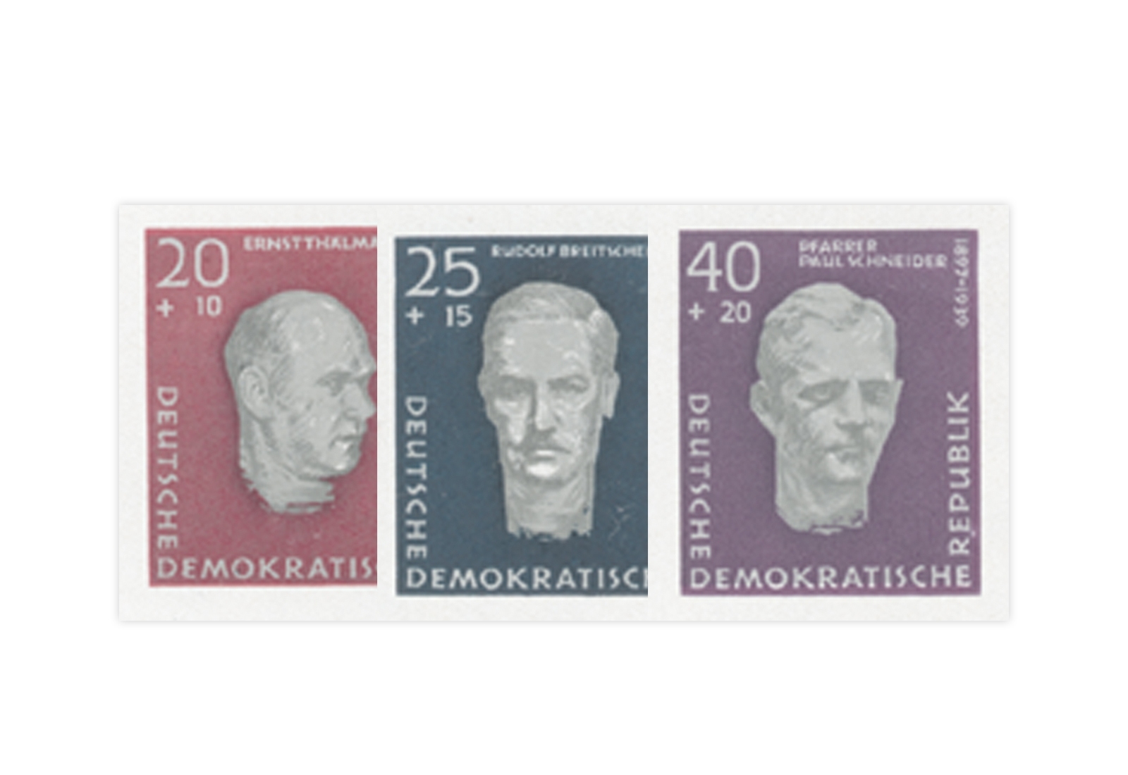 Briefmarken DDR Block Aufbau Nationaler Gedenkstätten 1957 Michel-Nr. 606-608 B postfrisch