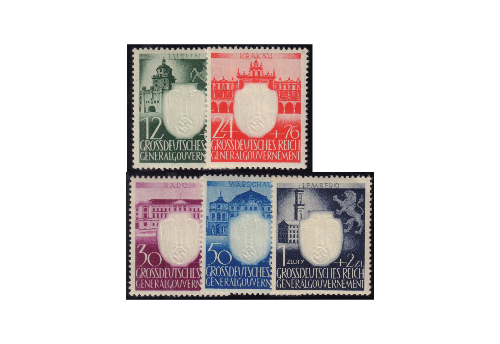 Generalgouvernement 1943: 3 Jahre NSDAP im Generalgouvernement Michel Nr. 105/9 postfrisch