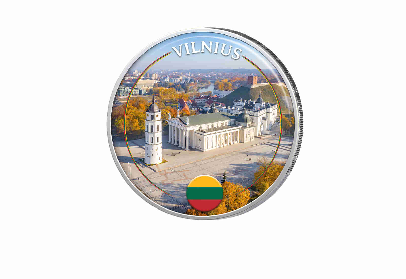 2 Euro  mit Farbapplikation Vilnius - Litauen