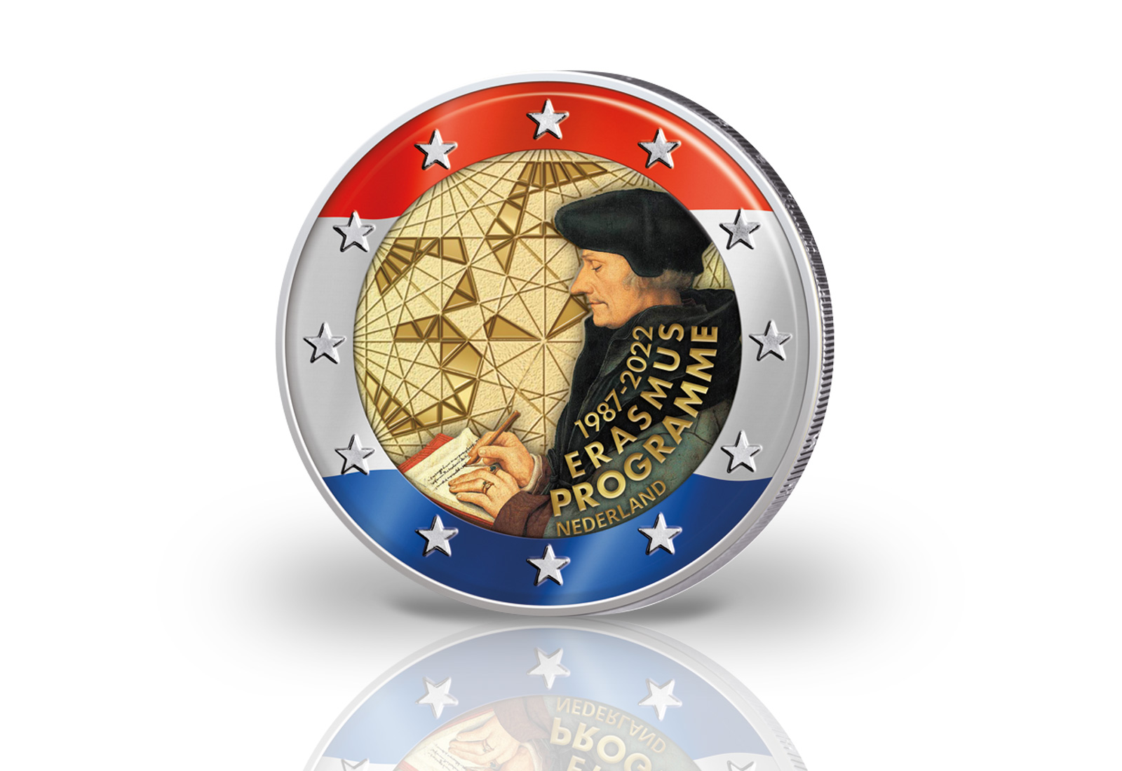 2 Euro 2022 Niederlande 35 jähriges Bestehen des Erasmus Programms mit Farbmotiv