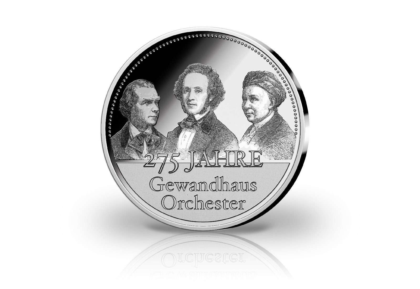 Gedenkprägung 275 Jahre Gewandhausorchester 2018 mit Silberauflage